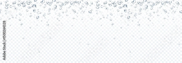 Obraz Bubbles underwater texture isolated on transparent background. Vector air, gas or oxygen under water. Realistic fizzy drink, soda effect seamless pattern