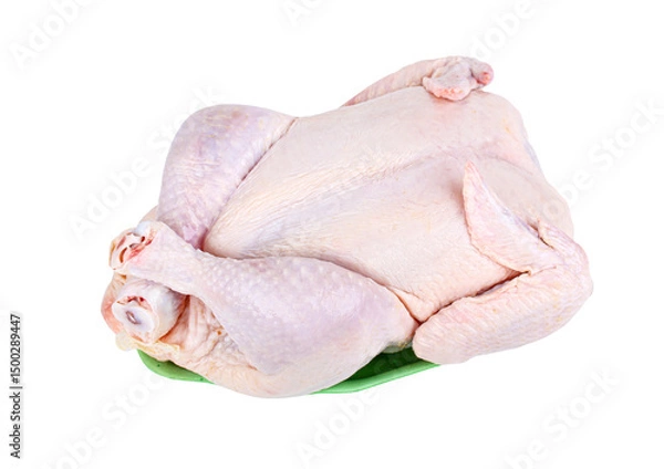 Obraz Raw chicken, whole and uncooked. Isolated
