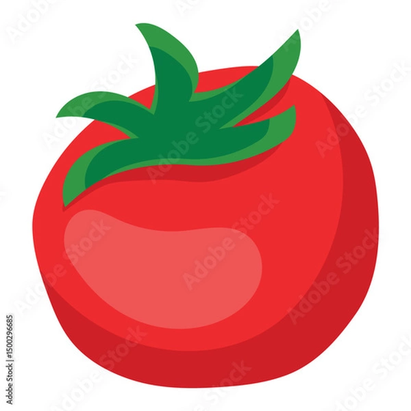 Fototapeta Whole red tomato with leaf. Vector