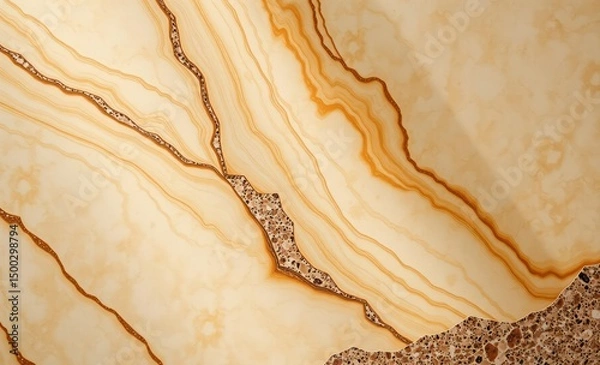 Obraz A tranquil canvas of soft sepia and ochre where intricate lines of elegant marble and granite weave seamlessly together creating a serene and timeless backdrop for your design 