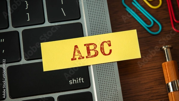 Fototapeta There is sticky note with the word ABC. It is an abbreviation for Activity Based Costing as eye-catching image.