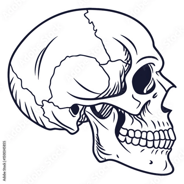 Fototapeta Intricate line art shows a head skeleton with emphasis on anatomical accuracy perfect for educational illustrations and art studies in anatomy