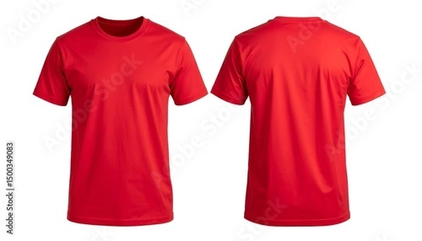 Fototapeta Red Tshirt Mockup with Front  Back.