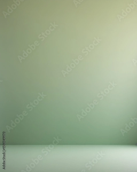 Obraz Minimalist room with a soothing green gradient backdrop and a flat, even surface.