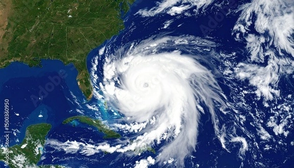 Obraz Hurricane Atlantic Ocean Satellite View.