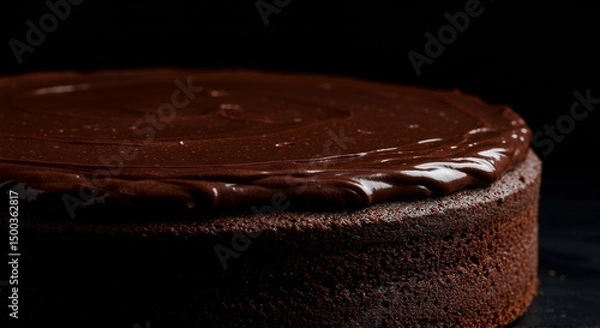Obraz Close Up Of Chocolate Cake With Dark Background A Food Photo