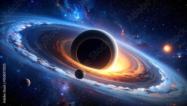 Fototapeta Black Hole with Planets, and Space Nebula.