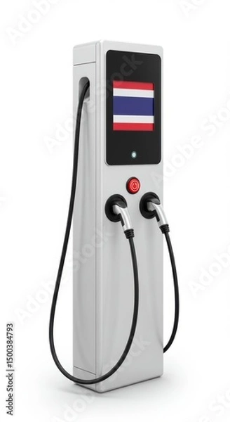 Obraz Thailand's electric future: Sleek EV charging station with national flag display
