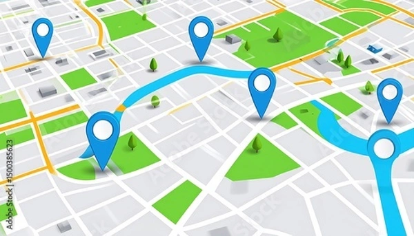 Fototapeta City map route navigation.