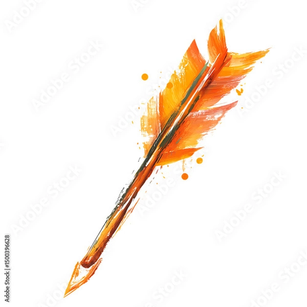 Obraz Artistic Arrow with Vibrant Brush Strokes in Aprico Isolated on Transparent Background