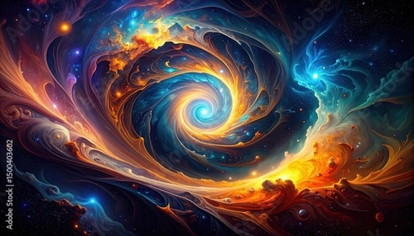 Fototapeta Cosmic swirl with nebula, and space art.