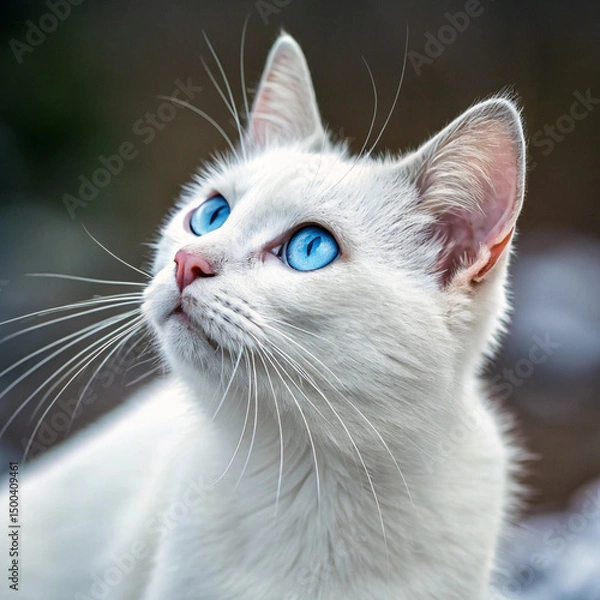 Fototapeta cat with blue eyes AI generated 