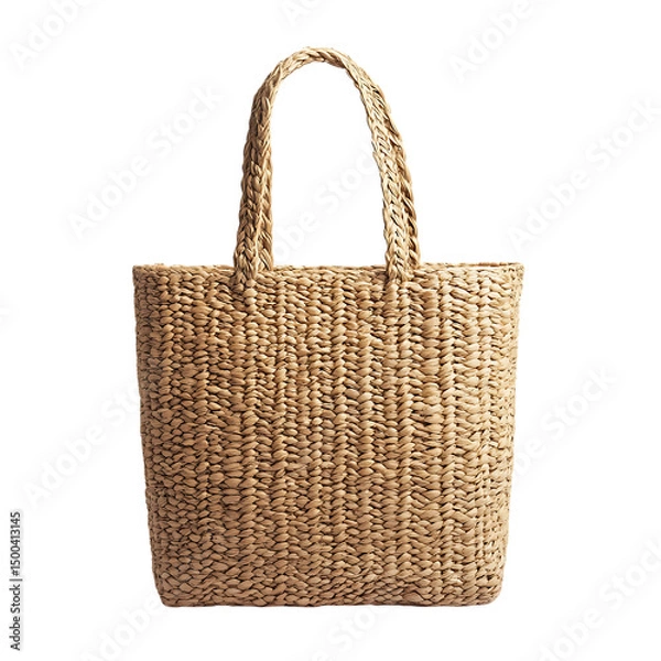 Fototapeta Elegant Straw Tote Bag with Refined Woven Texture Isolated on Transparent Background