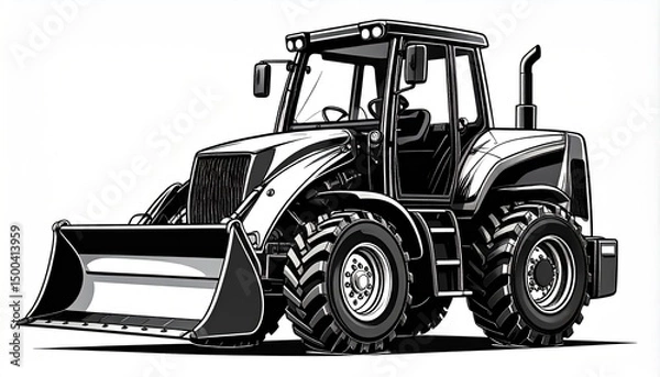 Fototapeta Powerful Farm Tractor with Loader.