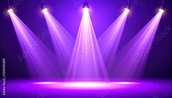 Fototapeta Purple Stage Spotlight Beams.