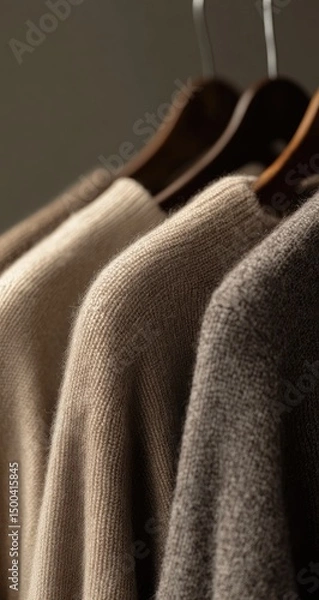 Obraz Soft, neutral sweaters on hangers