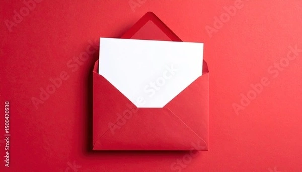 Fototapeta Red Envelope with Blank Card, and Red Background.