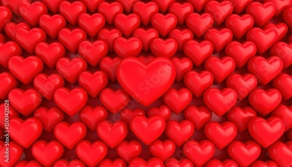 Fototapeta Red Hearts Background Pattern.