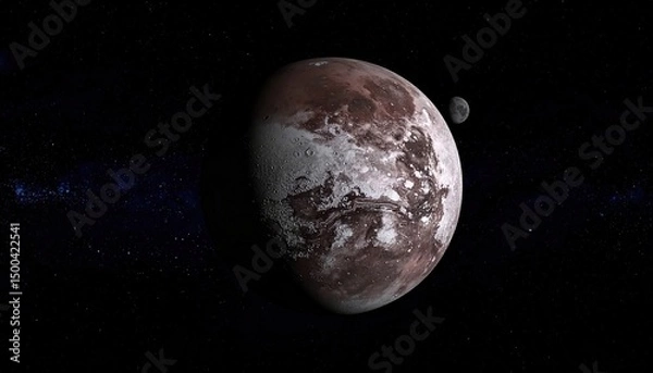 Fototapeta Red Planet with Moon, and Space.