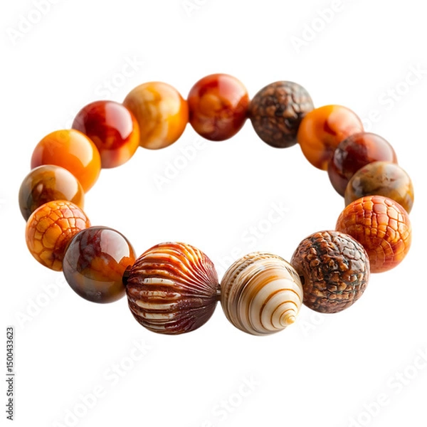 Obraz Bold Bracelet with Large Textured Beads Isolated on Transparent Background