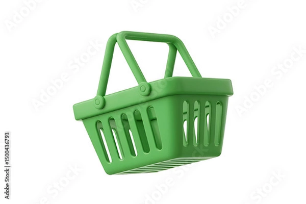 Fototapeta 3d empty green shopping basket isolated on transparent background. Png