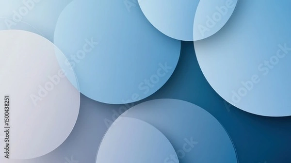 Fototapeta Layered circles in cool blue and white tones.
