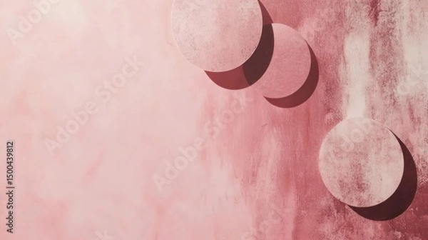 Fototapeta Elegant pink backdrop with geometric shapes and shadows.