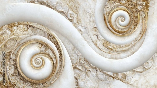 Fototapeta Abstract design with elegant swirls and gold accents.