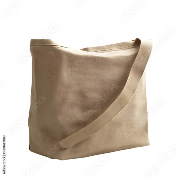 Obraz Beige Leather Minimal Canvas Bag Isolated on Transparent Background