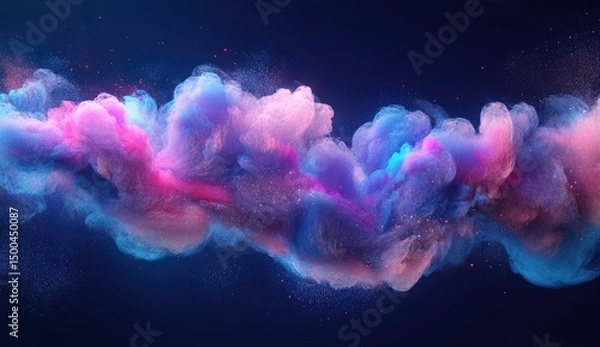 Obraz Abstract swirling clouds of vibrant pink, blue, and purple hues against a dark background