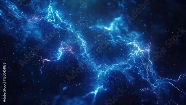 Obraz Abstract swirling electric currents of blue and purple, with particles