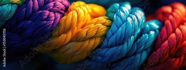 Obraz Close-up colorful braided ropes