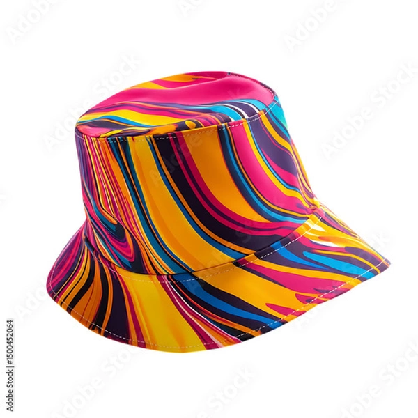 Fototapeta Trendy Bucket Hat with a Vibrant Modern Design Isolated on Transparent Background
