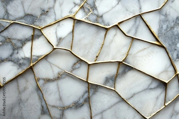 Obraz Detailed marble surface with gold inlay