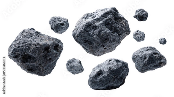 Obraz Space rocks asteroid field isolated on transparent background