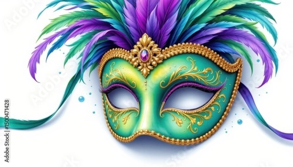 Fototapeta Colorful masquerade mask design creative arts studio digital artwork bright atmosphere close-up view festival concept