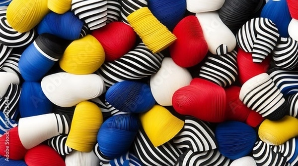 Fototapeta Vibrant Geometric Arrangement with Dynamic Stripes and Vivid Color Accents