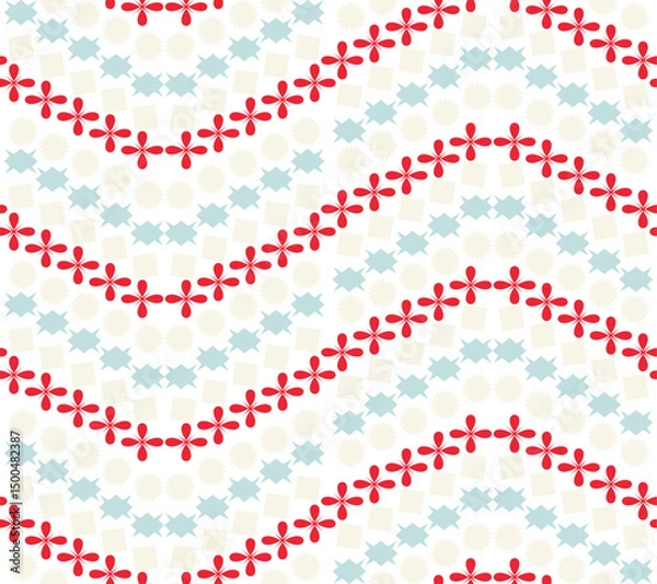 Fototapeta Geometric shapes in the form of squares, rhombuses and triangles, located diagonally, form a seamless pattern for presentations, postcards, websites.