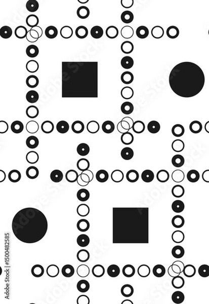 Obraz Geometric shapes in the form of circles, squares form a seamless pattern for presentations, postcards, websites.