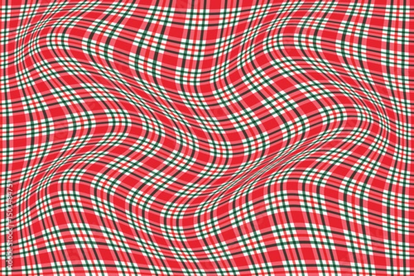 Fototapeta simple abstract fruit cocktail color plaid check wavy distort line pattern wavy plaid checkered fabric texture illustration