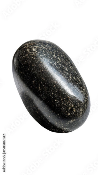 Fototapeta A smooth black pebble with unique patterns.