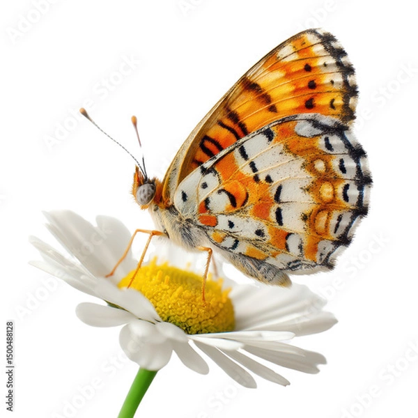 Fototapeta Colorful butterfly on a daisy flower.