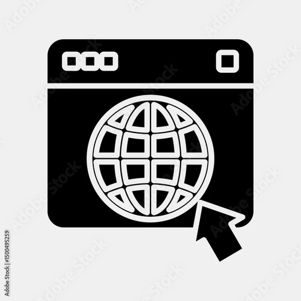 Fototapeta Icon browser. Internet network elements. Icon in glyph style.