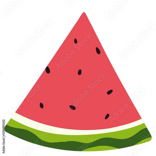 Obraz Watermelon Slice Triangle Shape Flat Vector Illustration