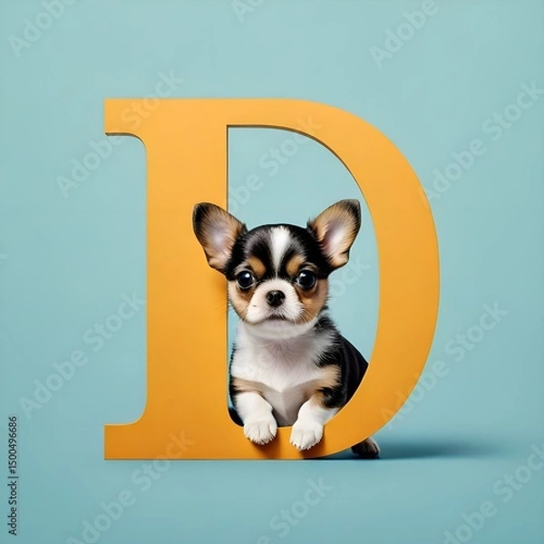 Obraz AI-generated illustration of a dog on a capital letter D.