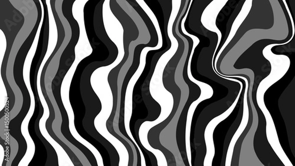 Fototapeta Abstract black and white marble texture background with wavy liquid pattern