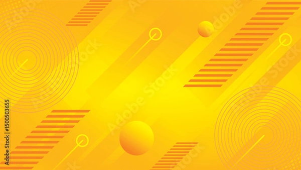 Fototapeta Abstract background with orange and yellow wave lines, a vibrant digital summer technology banner design
