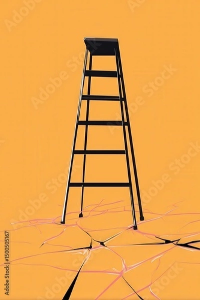 Fototapeta a corporate ladder with the elite at the top and broken rungs below