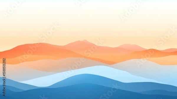 Obraz Abstract landscape of soft, blended mountain ranges.