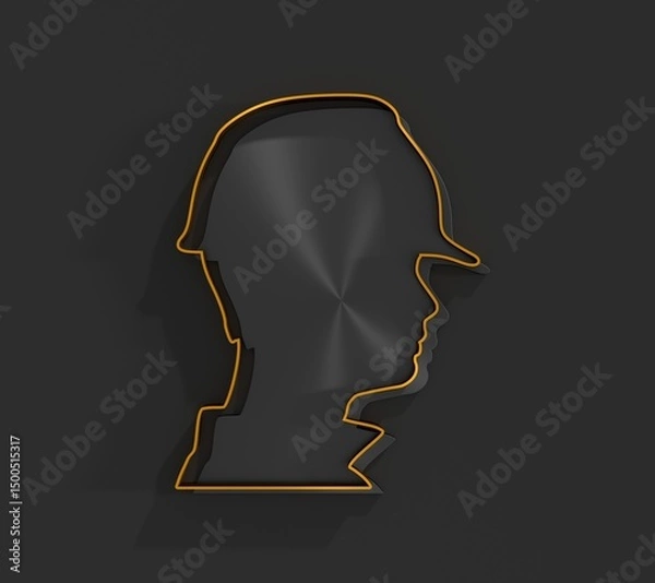 Fototapeta Portrait of man architect. Confident construction manager wearing hardhat. Civil engineer at with copy space. Project management, engineering and safety inspection. 3D render
